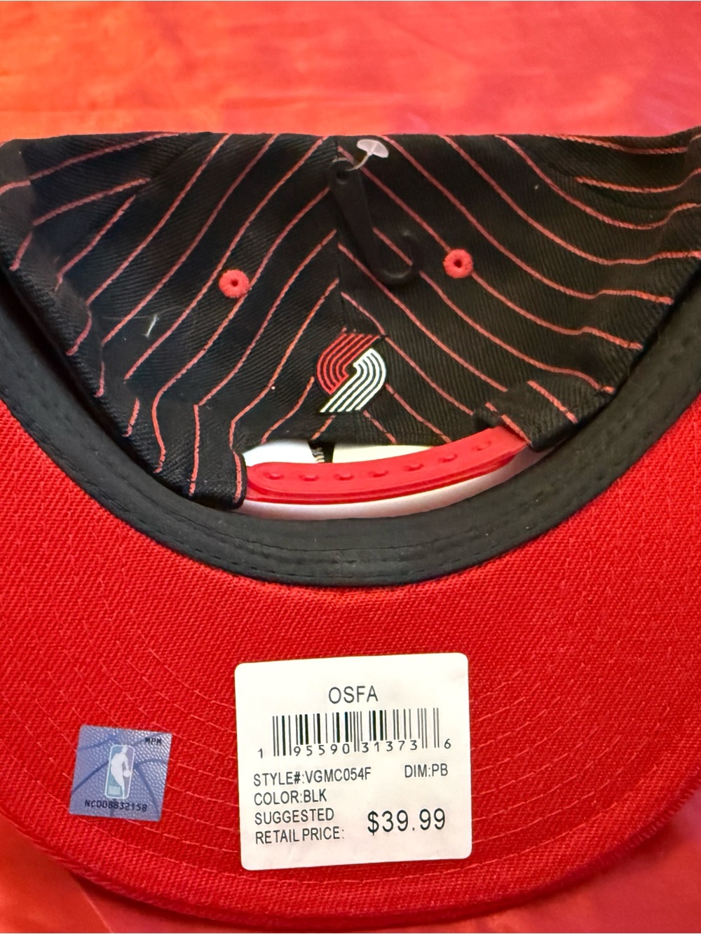 New Era Portland Blazers Black & Red Pinstripe Snapback